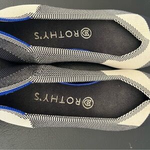 Rothy's Navy Blue and Cream Round Toe Loafers. Gently worn.